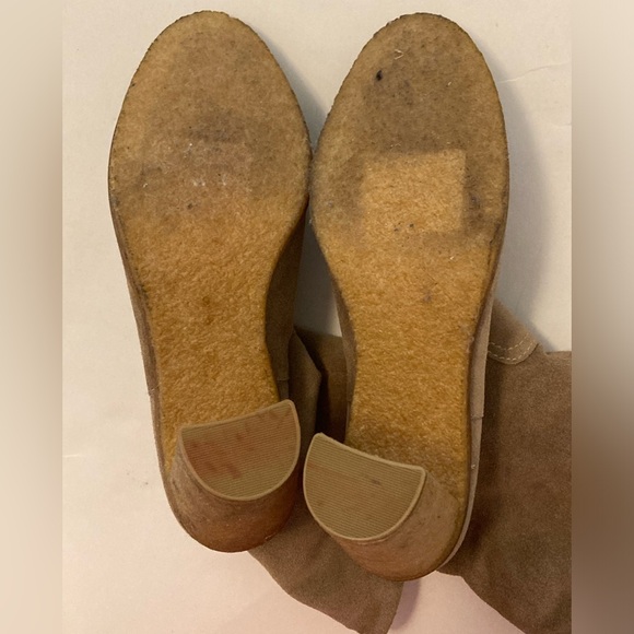 Joe Fresh Leather Suede Bootie Brown Foldable Sherpa Chunky Block Heel Boots - 9 - Picture 10 of 13